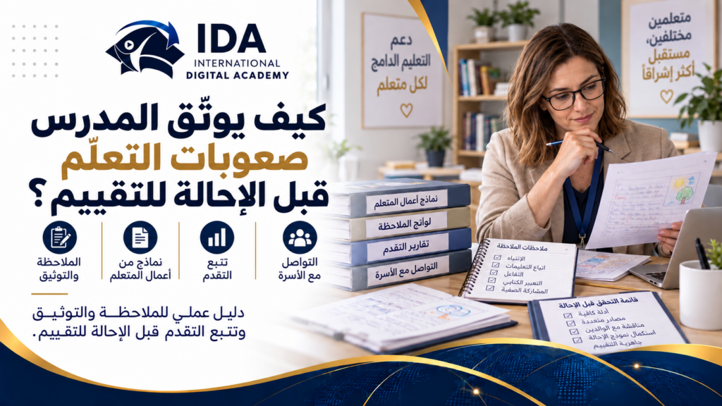 كيف يوثق المدرس في المغرب مؤشرات صعوبات التعلم قبل الإحالة للتقييم؟